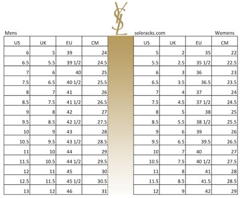 saint laurent shoes size guide.